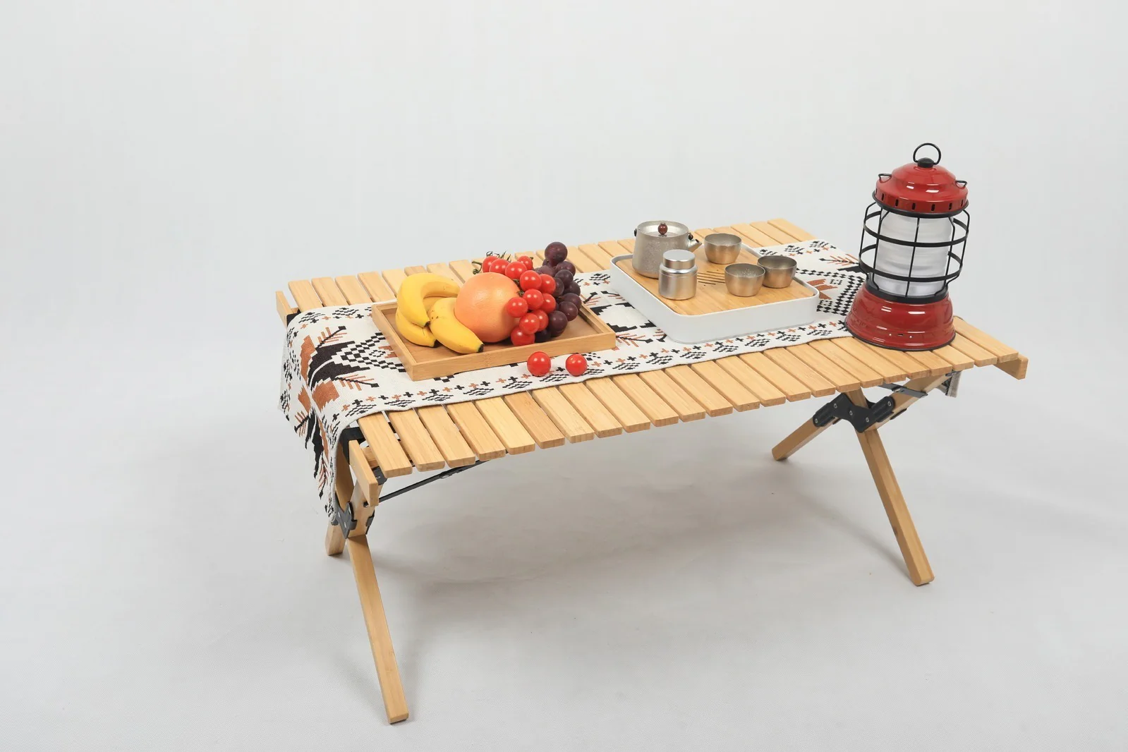 4 Chairs & 1 Table Set Bamboo Camping Folding Portable Outdoor Picnic Travel BBQ - Image 6