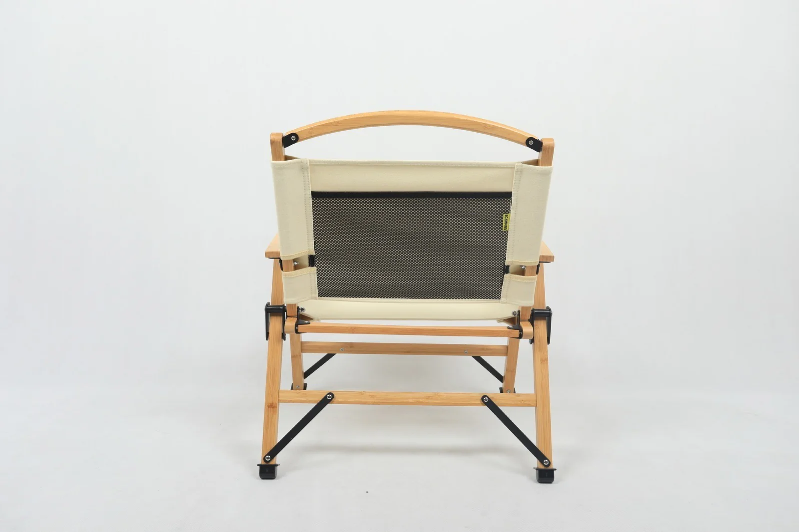 4x Bamboo Canvas Foldable Outdoor Camping Chair Wooden Picnic Park - Khaki/Beige - Image 8