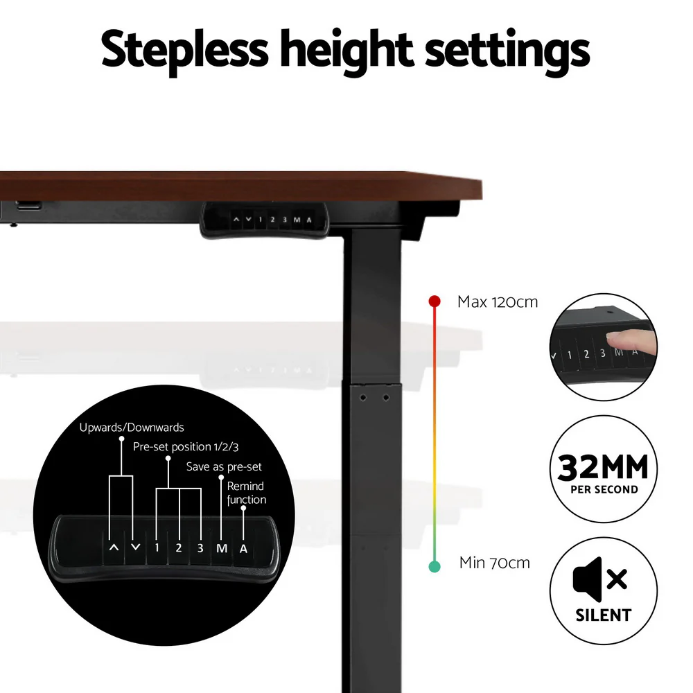 Artiss Standing Desk Motorised Dual Motor Walnut 120CM - Image 5