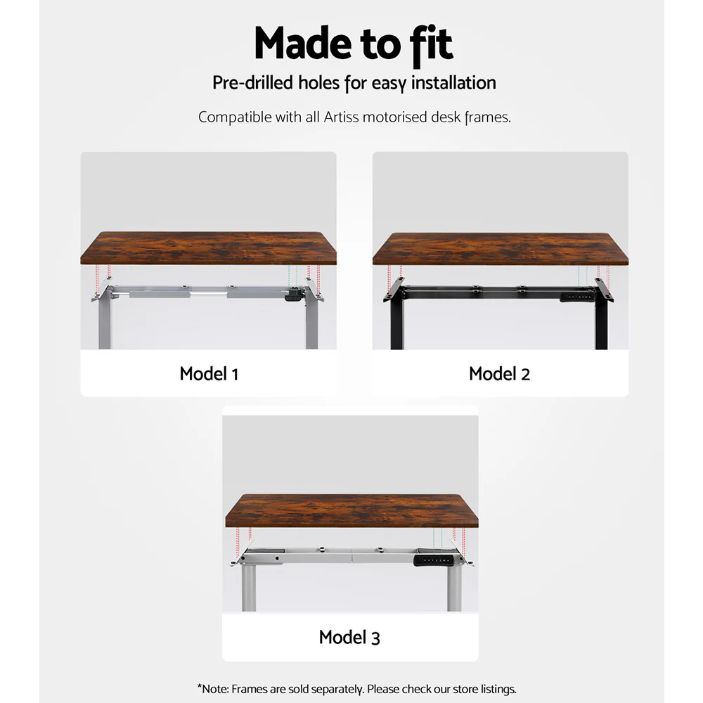 Artiss Standing Desk Top Rustic Brown 140CM - Image 6