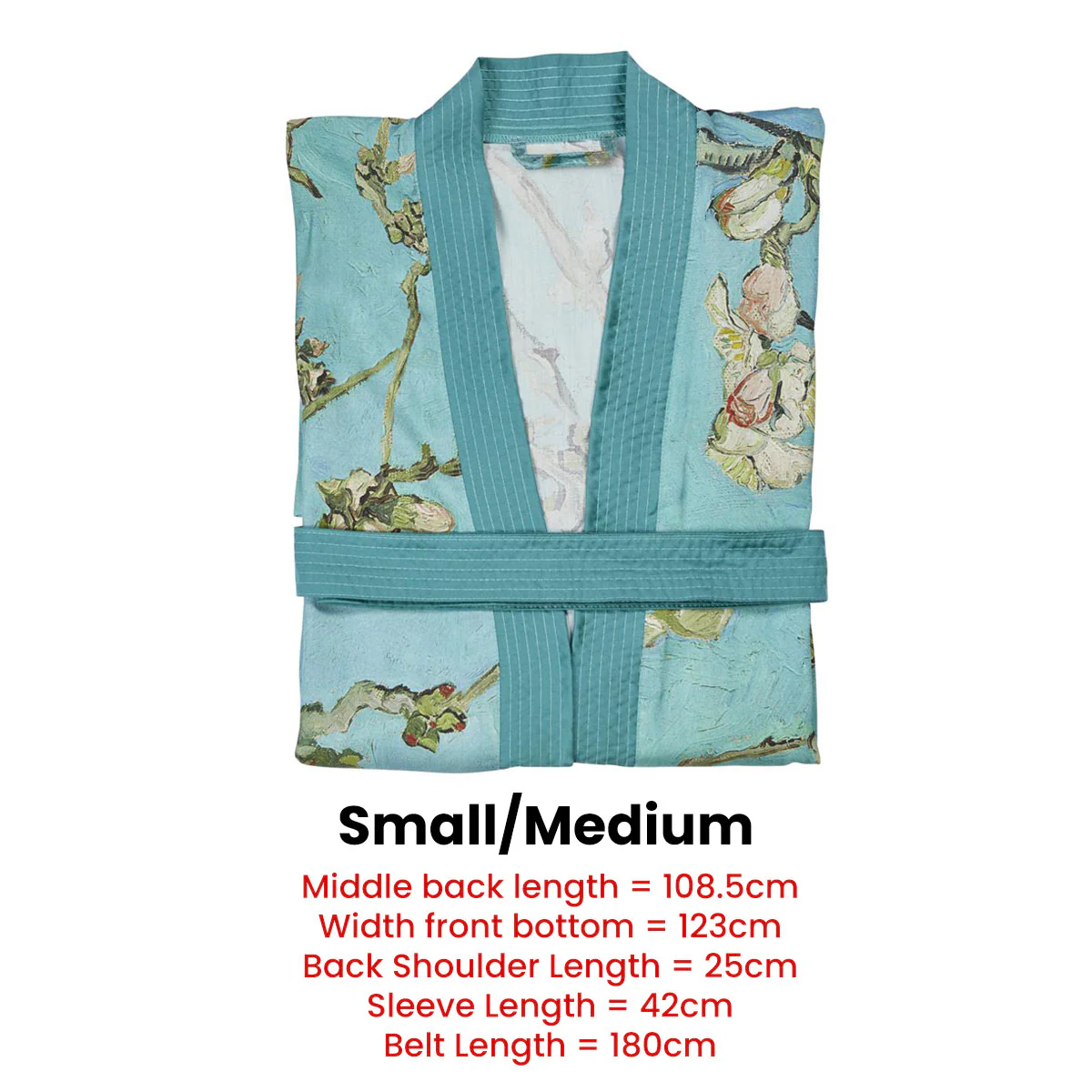 Bedding House Van Gogh Almond Blossom Blue Kimono Bath Robe Small/Medium - Image 6