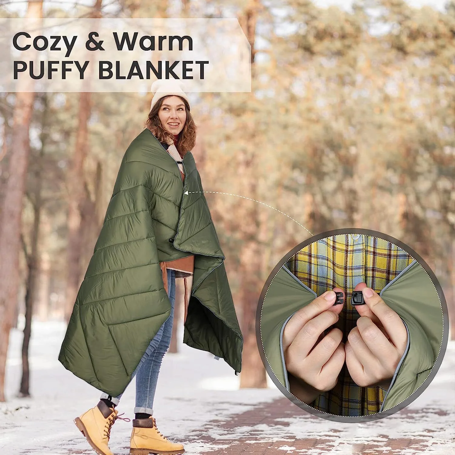 Black Compact Lightweight Quilted Blanket - Soft, Warm, and Portable for Outdoor Adventures - Image 6