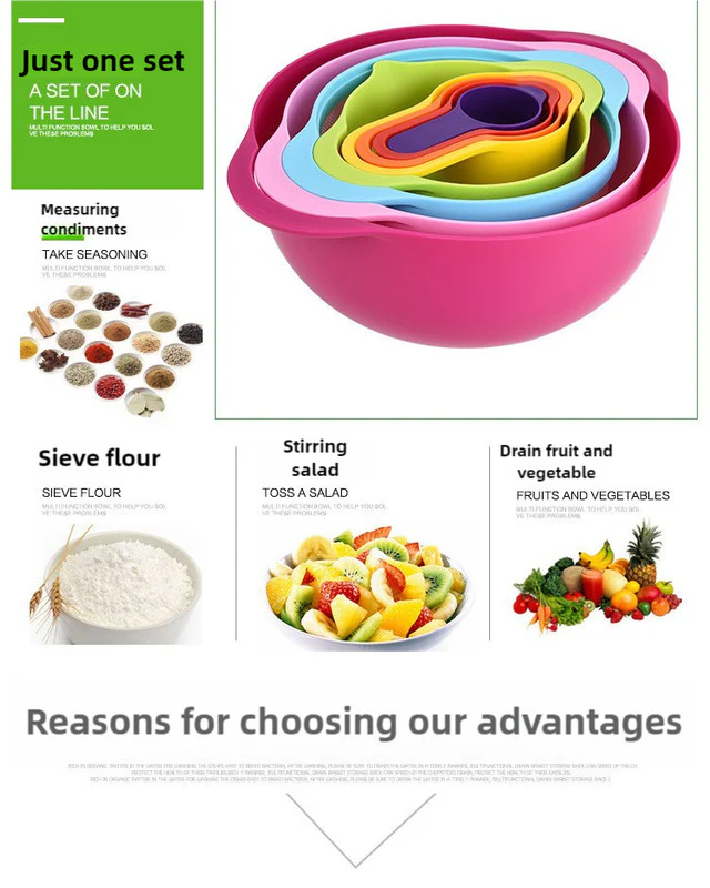Blue 8-Piece Baking Tool Set ‚Äö√Ñ√∂‚àö√ë‚àö‚àÇ‚Äö√†√∂‚àö√´‚Äö√†√∂‚Äö√†√á‚Äö√Ñ√∂‚àö‚Ä†‚àö‚àÇ‚Äö√†√∂‚àö¬¥‚Äö√Ñ√∂‚àö‚Ä†‚àö‚àÇ¬¨¬®¬¨√Ü Measuring Cups, Spoons, Rainbow Mixing Bowls, Vegetable Washing Basket, and Flour Sifter - Image 4