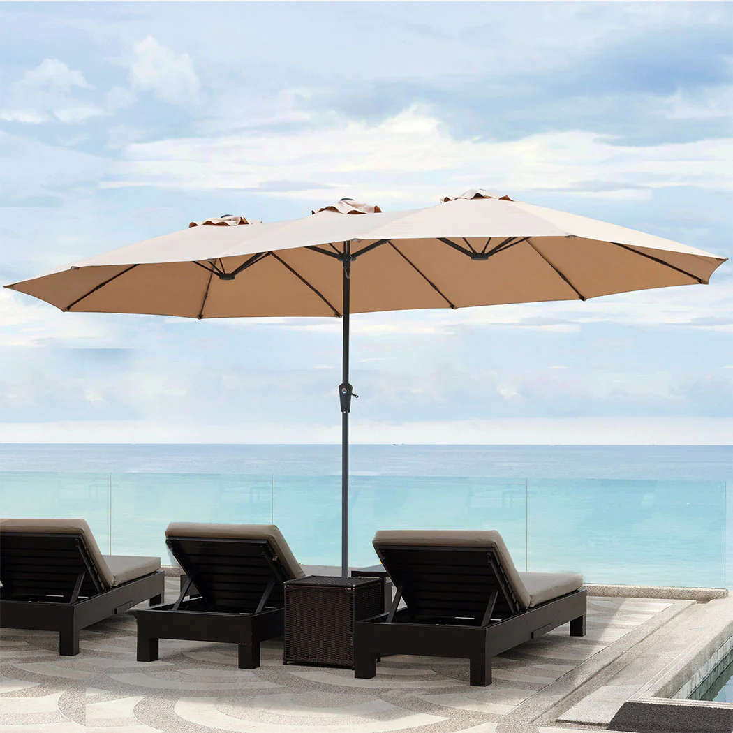 Centra 4M Double-sided Patio Umbrella Outdoor Umbrella Base Stand Khaki - Image 6