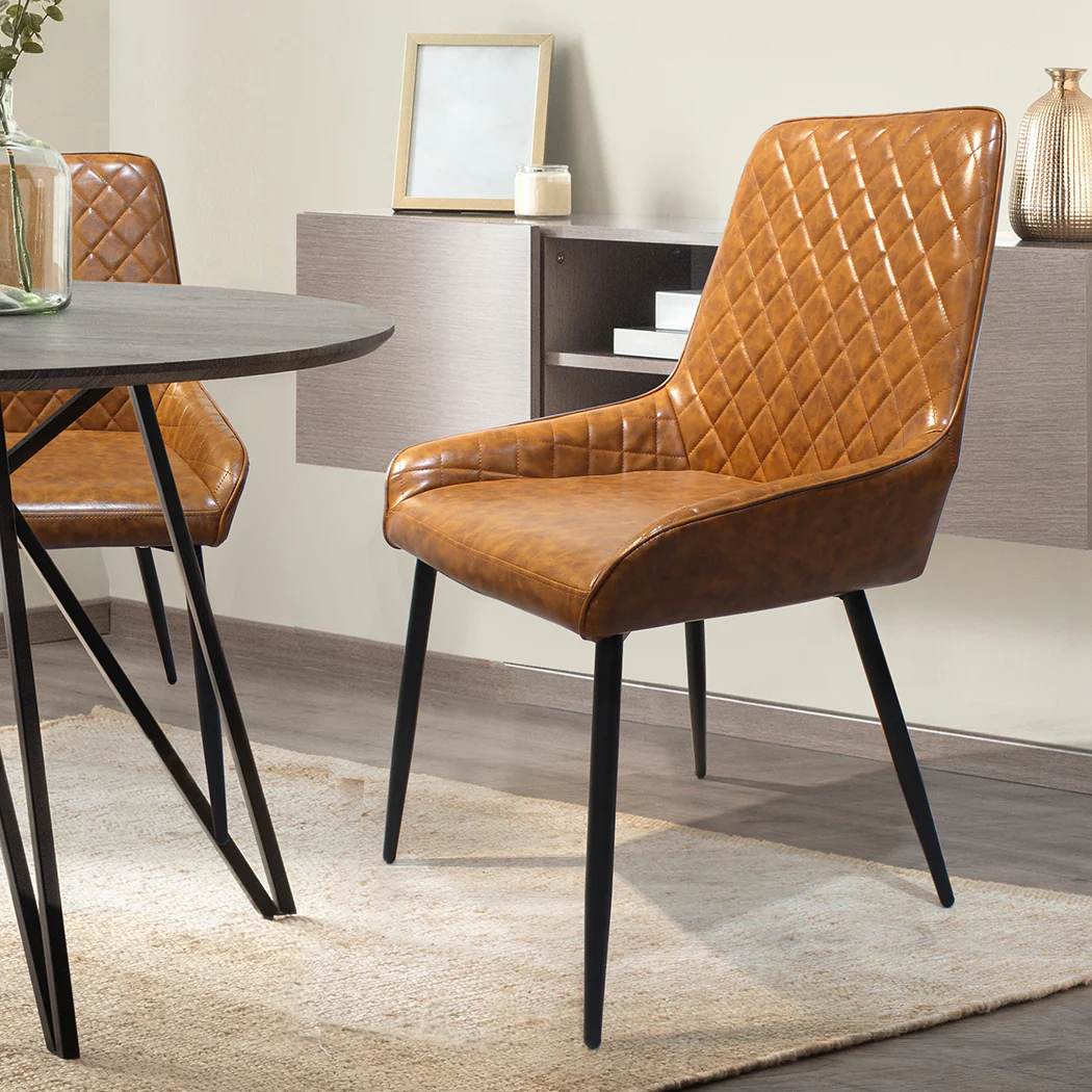 Dining Chairs x 4 Padded Seat PU Faux Leather - Image 6