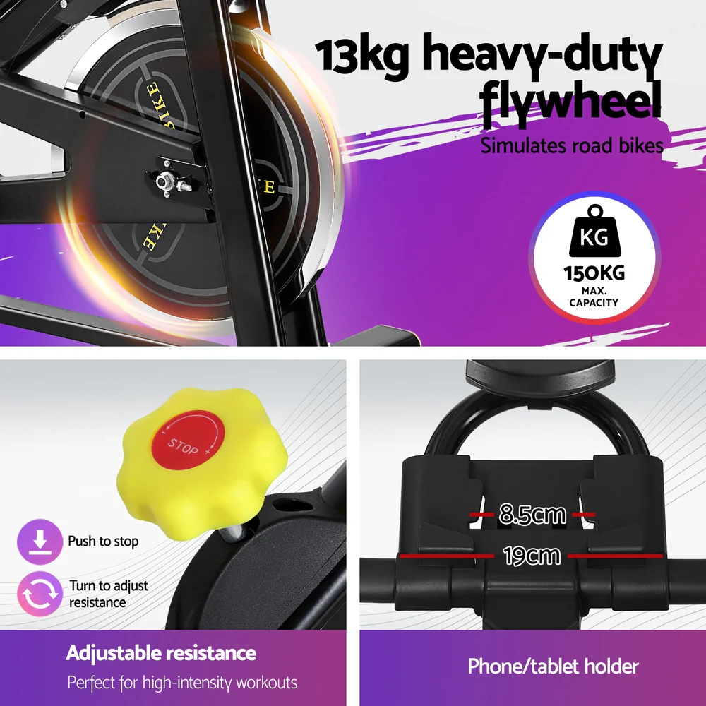 Everfit Spin Bike Exercise Bike Cardio Gym Bluetooth APP Connectable - Image 5