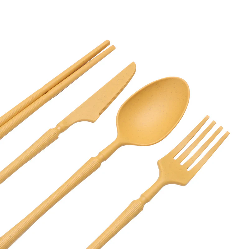 Four-person Set Multicolor Eco-Friendly Wheat Straw Dinnerware Set,  Plate, Bowl, Cup & Utensil Set - Lightweight, Reusable, and Durable for Home, School, and Travel - Image 4