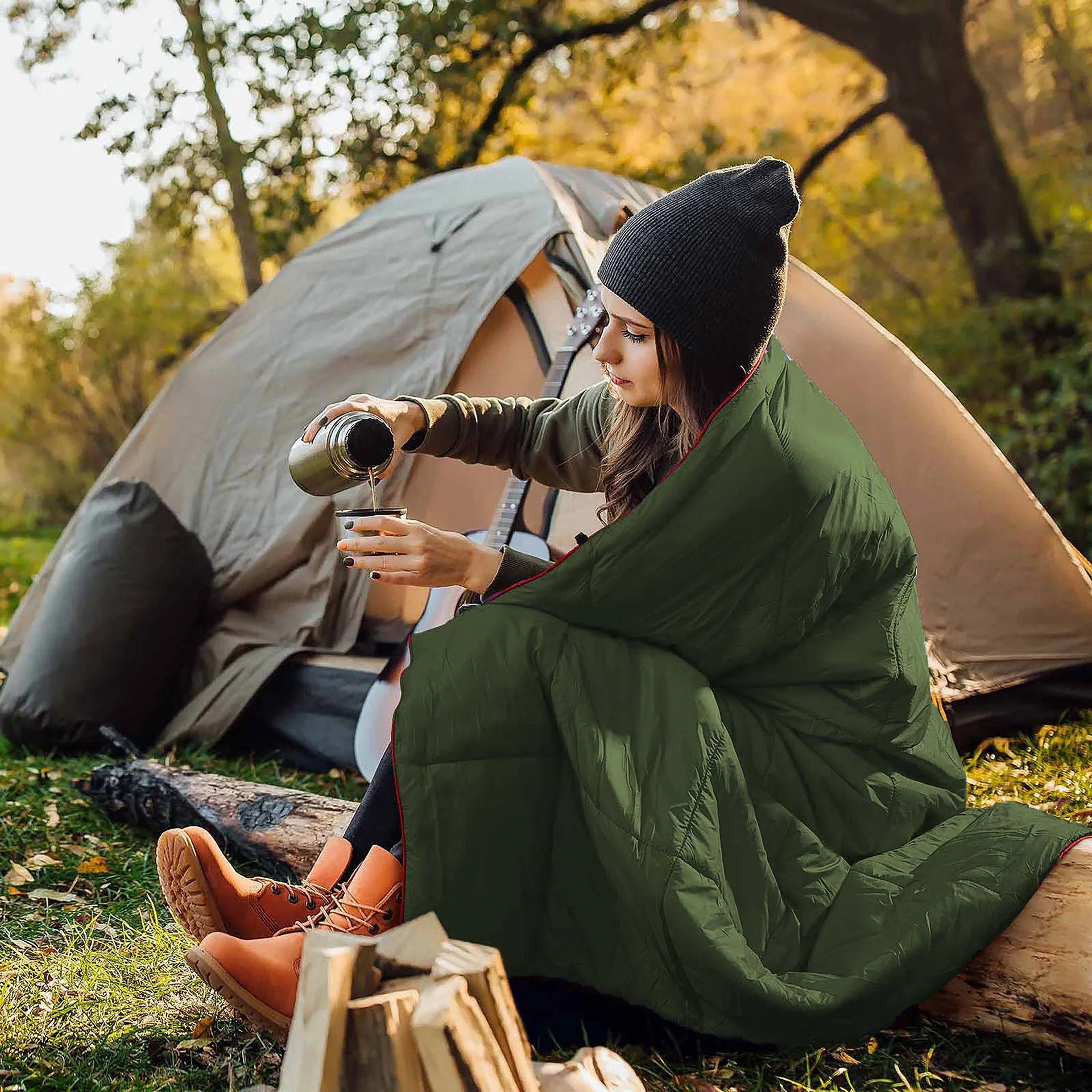Grey Compact Lightweight Quilted Blanket - Soft, Warm, and Portable for Outdoor Adventures - Image 5