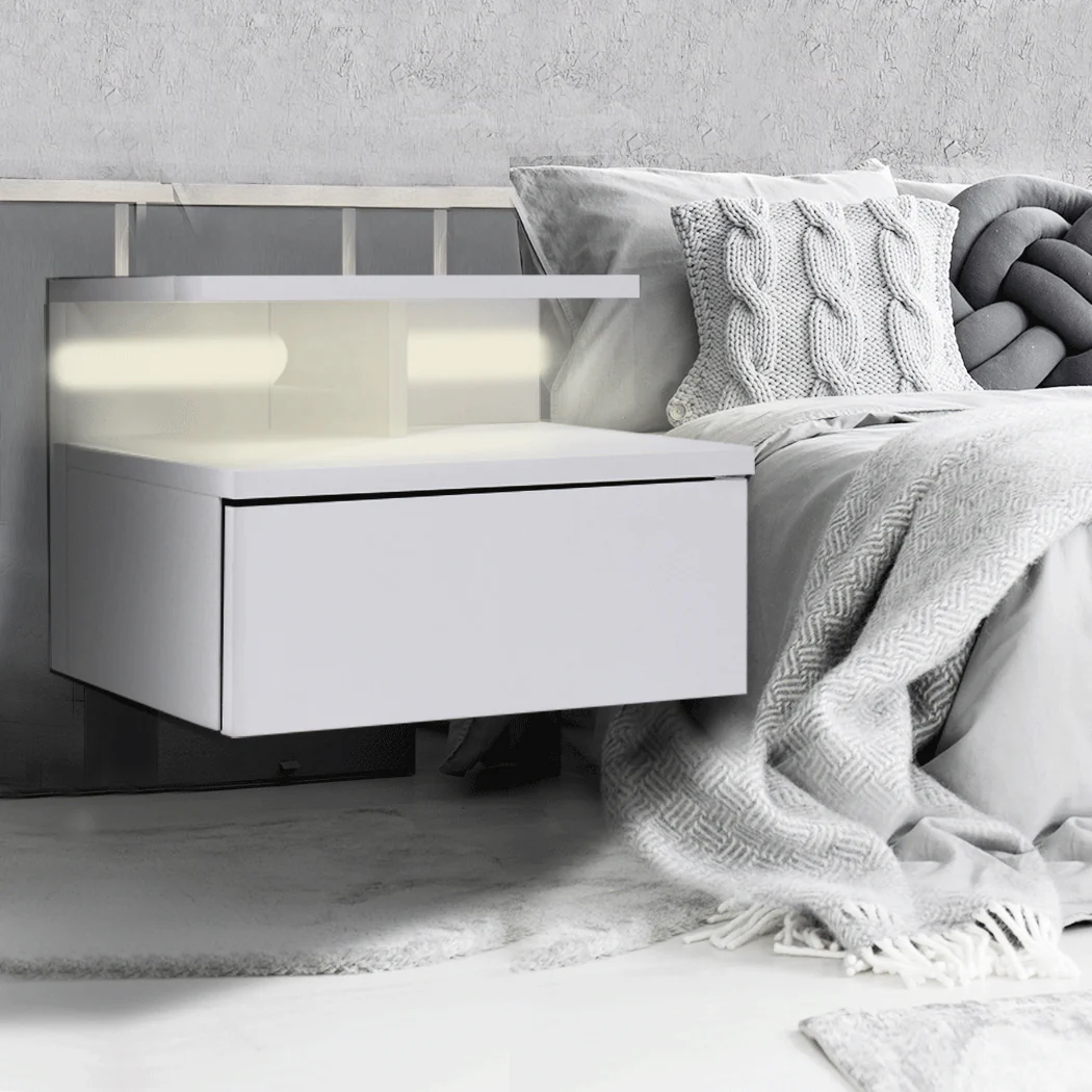 Levede 2x Bedside Tables Side Table White - Image 6