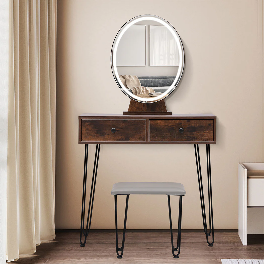 Levede Dressing Table LED Light Strip Brown - Image 7