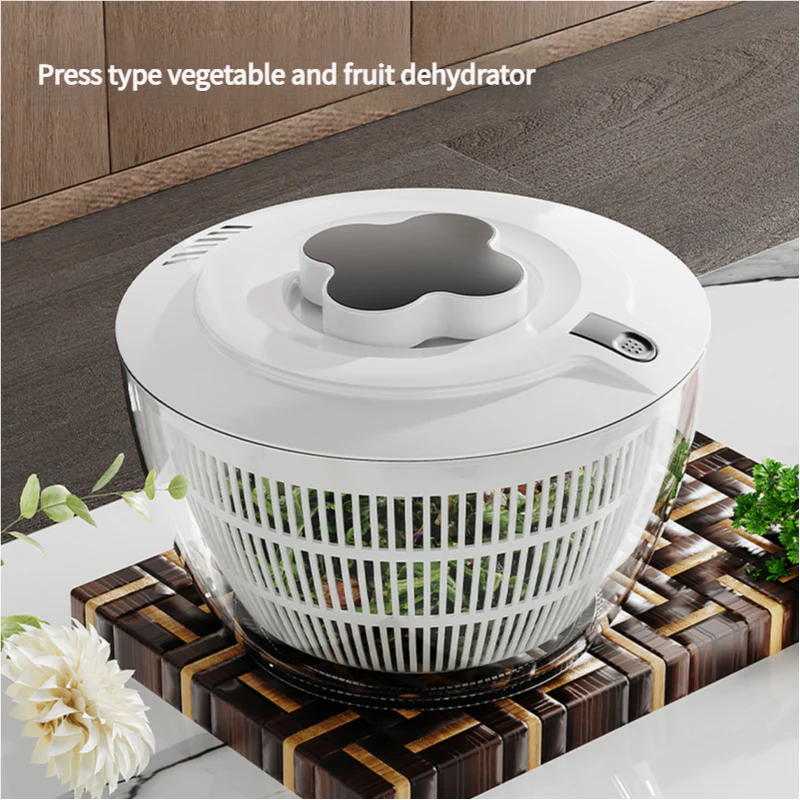 Transparent Black Manual Salad Spinner with Pressurized System - Efficient & Quick Vegetables Drying, Multiple Color Options - Image 5