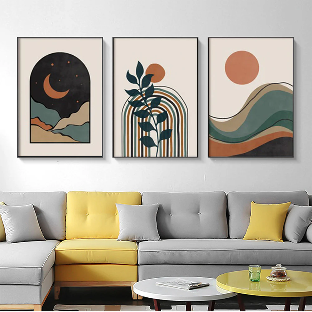Wall Art 80cmx120cm Abstract Dark Green 3 Sets Black Frame Canvas - Image 3