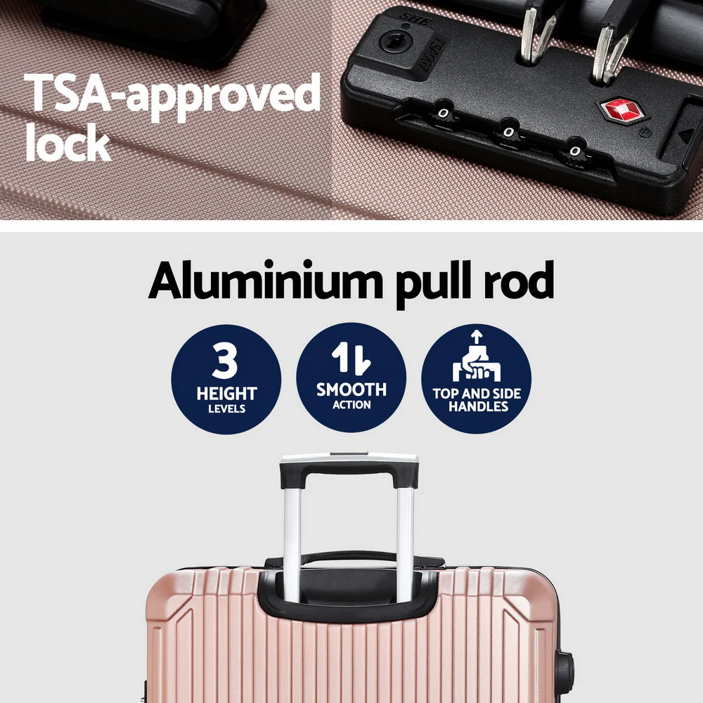 Wanderlite 28-inch Luggage Set with TSA Lock‚àö√Æ‚àö‚àè≈í¬©ABS Hard Shell Travel Suitcase Organiser Luggage Case Rose Gold - Image 5